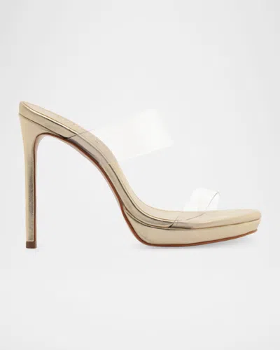 Schutz 115mm Ariella Vinyl And Metallic Leather Platform Sandals In White