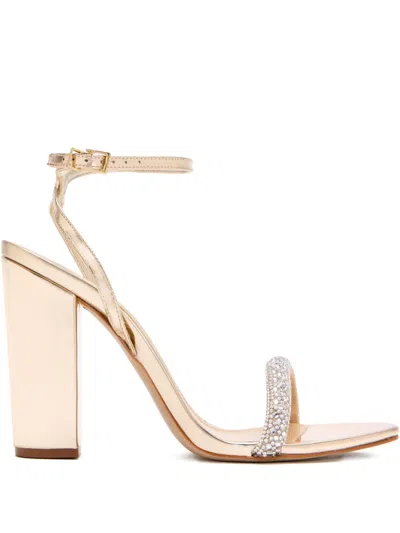 Schutz 115mm Crystal-embellished Block-heel Sandals In Pink
