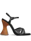 Schutz Hilda Curve Sandals In Black Leather
