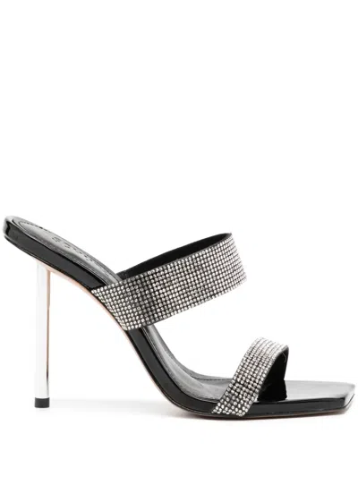Schutz 120mm Crystal-embellished Leather Mules In Silver