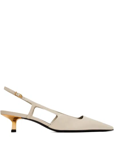 Schutz 40mm Cut-out Slingback Pumps In Neutral