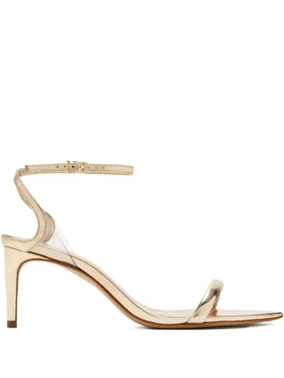 Schutz 50mm Prya Metallic Ankle-strap Sandals In Gold