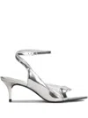 Schutz Ruber Mid Sandals In Silver Leather In Silver