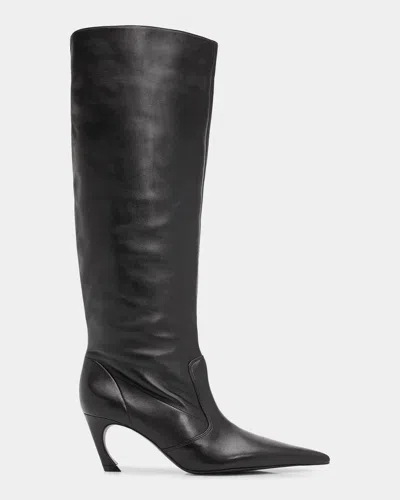 Schutz 75mm Lexi Leather Knee-high Boots In Black