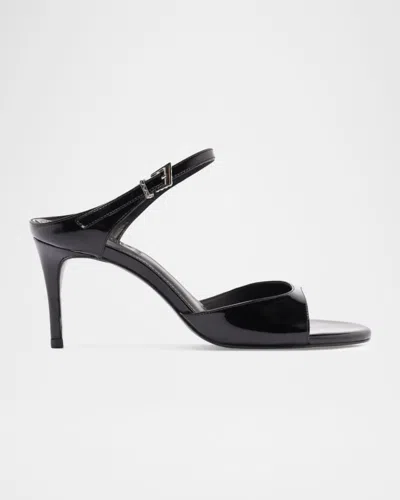 Schutz 75mm Lyra Patent Leather Sandals In Black