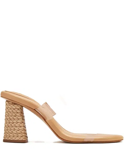 Schutz 80mm Clear-strap Woven-heel Sandals In Multi