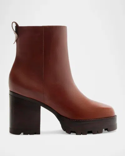 Schutz 85mm 240 Leather Ankle Booties In Warm Toffe