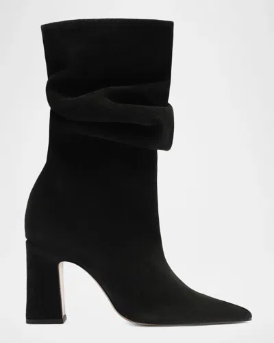 Schutz 85mm Harriet Slouchy Suede Booties In Black