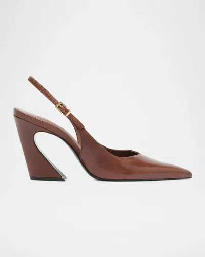 Schutz 85mm Lexi Leather Slingback Pumps In Warm Toffe