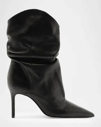 Schutz 85mm Maryana Leather Slouch Ankle Booties In Black