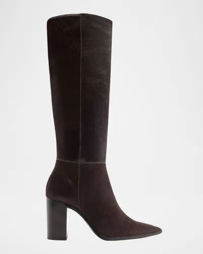 SCHUTZ 85MM MIKKI CALF HAIR BLOCK-HEEL KNEE-HIGH BOOTS