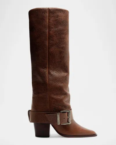 Schutz 85mm Parker Leather Knee-high Boots In Brown
