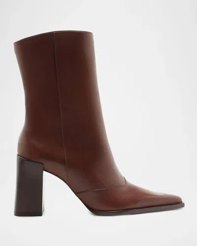 Schutz 85mm Raffaela Leather Ankle Boots In Warm Toffe