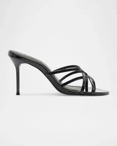 Schutz 90mm Marion Strappy Patent Leather Sandals In Black