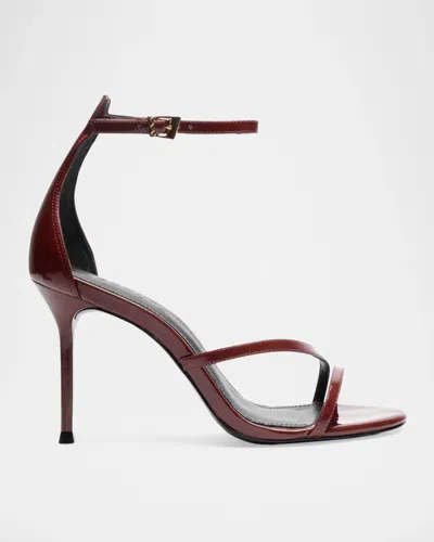 Schutz 90mm Tessa Patent Leather Ankle-strap Sandals In Port Burgu