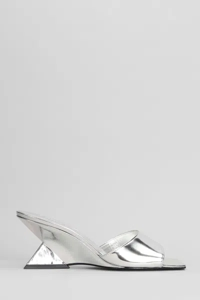 Schutz Abbie Sculpt Slipper-mule In Silver Leather