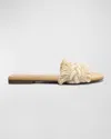 Schutz Adelia Crochet Frayed Slide Sandals In Beige