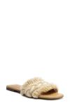 Schutz Adelia Crochet Frayed Slide Sandals In Multi Neutro