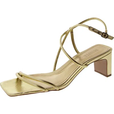 Schutz Aimee Block Womens Metallic Square Toe Strappy Sandals In Green