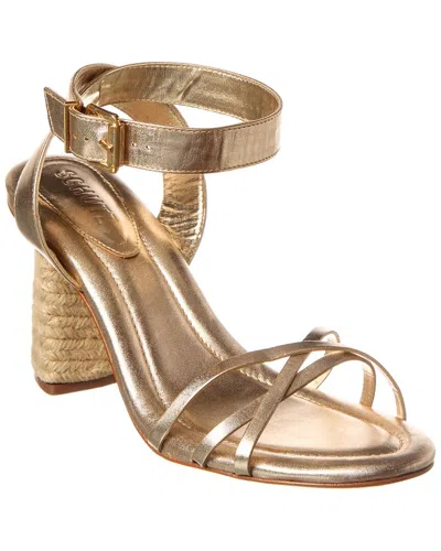Schutz Alexandra High Block Leather Sandal In Gold