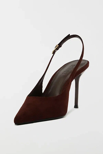 Schutz Alicia Suede Sling Heel In Root Brown, Women's At Urban Outfitters