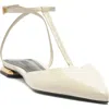 Schutz Allure Pointed Toe T-strap Flat In Neutral