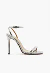 Schutz Altina Leather Sandal In Silver Lizard In Silver