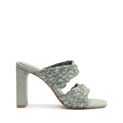 Schutz Amani Straw Sandal In Gray