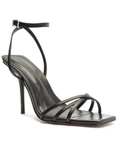 Schutz Amelia Square Leather Sandal In Black