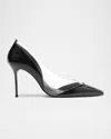 Schutz Andie Leather Vinyl Stiletto Pumps In Black