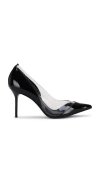 Schutz Andie Leather Vinyl Stiletto Pumps In Black & Transparente