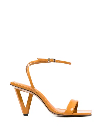 Schutz Ankle-strap Patent-leather Sandals In Orange