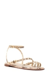 Schutz Annete Ankle Strap Snakeskin Embossed Sandal In Animal Print