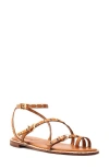 Schutz Annete Ankle Strap Snakeskin Embossed Sandal In Brown