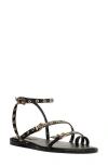 Schutz Annete Strappy Toe-ring Flat Sandals In Black