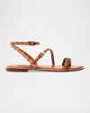 Schutz Annete Strappy Toe-ring Flat Sandals In Cuoio Brown