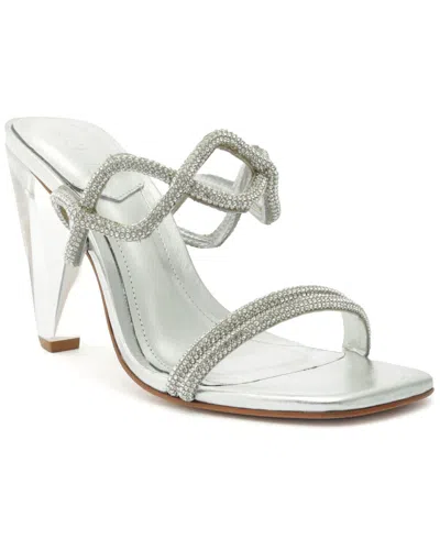 Schutz Arabella Glam Leather Sandal In Silver
