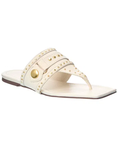 Schutz Aria Leather Thong Flat Sandal In White