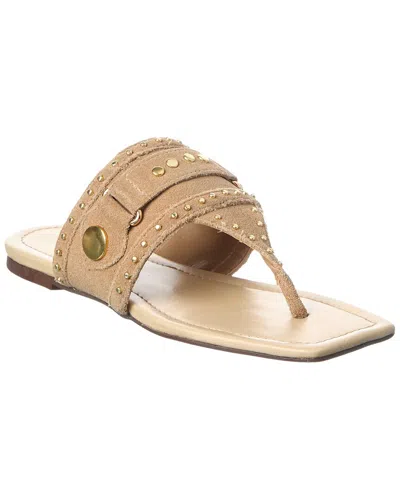 Schutz Aria Suede Thong Flat In Neutral