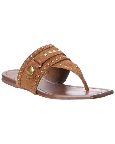 Schutz Aria Suede Thong Flat Sandal In Brown
