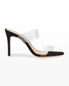 Schutz Ariella Strappy See-through Vinyl Slide Sandals In Black