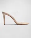 Schutz Ariella Strappy See-through Vinyl Slide High-heel Sandals In Neutral