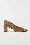 Schutz Arissa Croco Bow Square-toe Pumps In Green