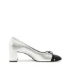 Schutz Arissa Block Leather Pump In Silver