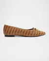 Schutz Arissa Bow Woven Ballerina Flats In Caramel Coffee