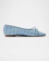 Schutz Arissa Croc Embossed Ballet Flat In Riviera Blue
