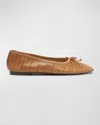 Schutz Arissa Croco Bow Ballerina Flats In Honey Peach