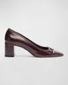 Schutz Arissa Croco Bow Square-toe Pumps In Red