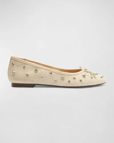 Schutz Arissa Crystal Stud Ballerina Flats In Neutral