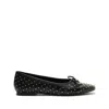 Schutz Arissa Black Studded Leather Bow Ballet Flats In Black